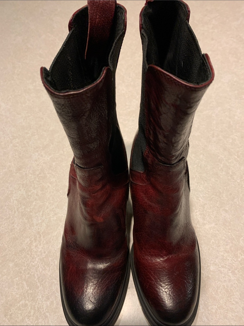Emanuel Crasto Burgundy Leather Ankle Boots made in Italy Size 9